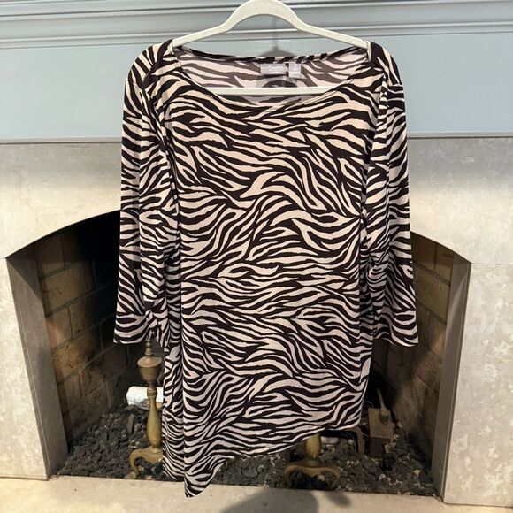 Chico's Tops - Chico's Zebra Print Blouse - dark brown and tan